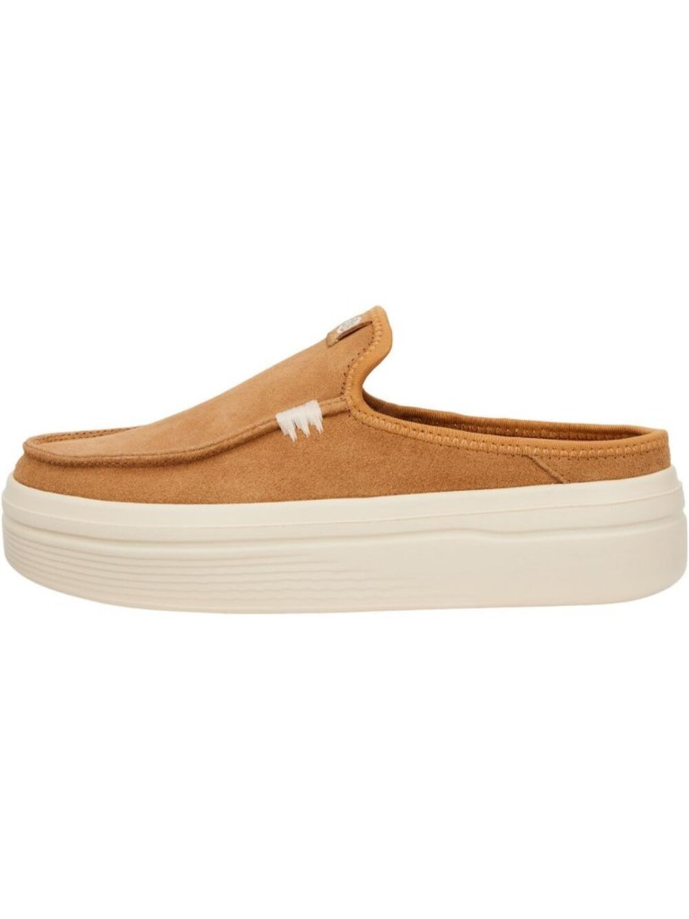 Women's Tan Suede Flexible Lightweight Slip On Raised Back Heel Loafers Shoe